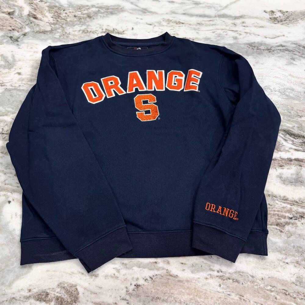 Syracuse University SU Navy Crew Neck Embroidered Letters Size Large